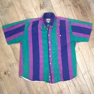 Vtg Cambridge Classics Colorblock Shirt Mens Large Multicolor Button Down 90s